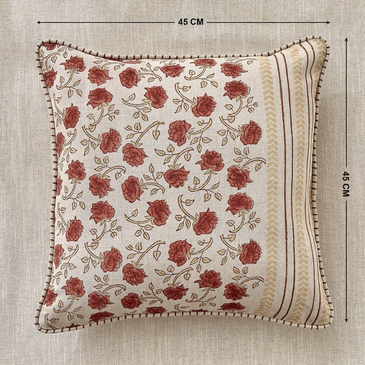 Bagh Flange Floral Print Cushion Cover - 45x45cm