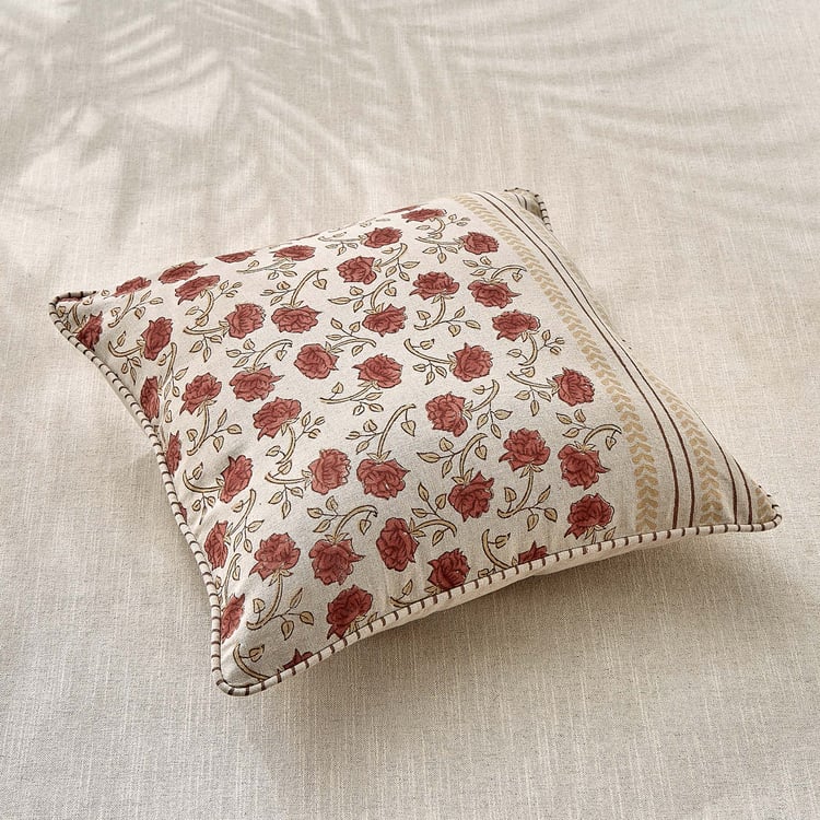 Bagh Flange Floral Print Cushion Cover - 45x45cm