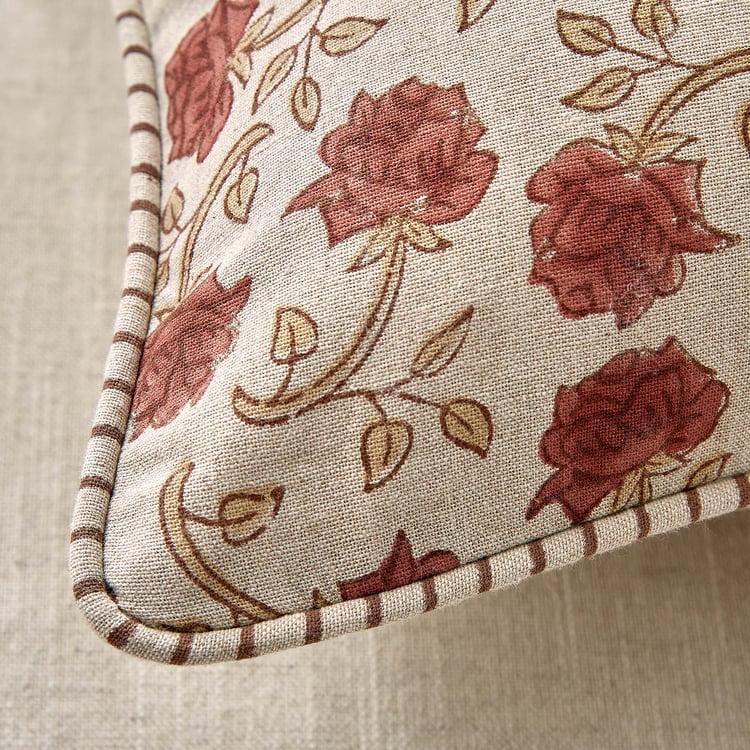 Bagh Flange Floral Print Cushion Cover - 45x45cm