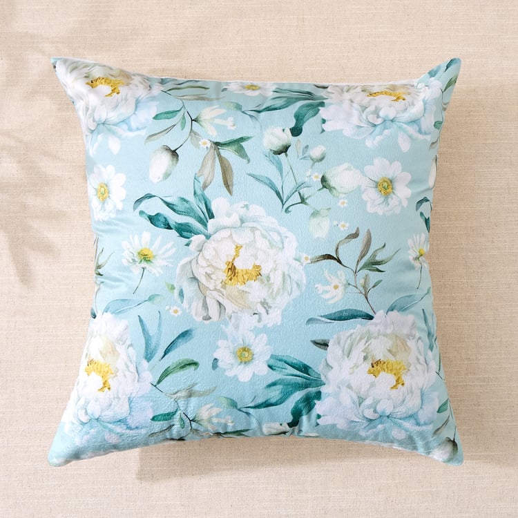 Lucent Dew Floral Print Velvet Finish Cushion Cover - 45x45cm