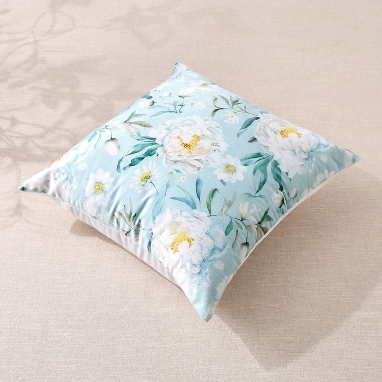 Lucent Dew Floral Print Velvet Finish Cushion Cover - 45x45cm