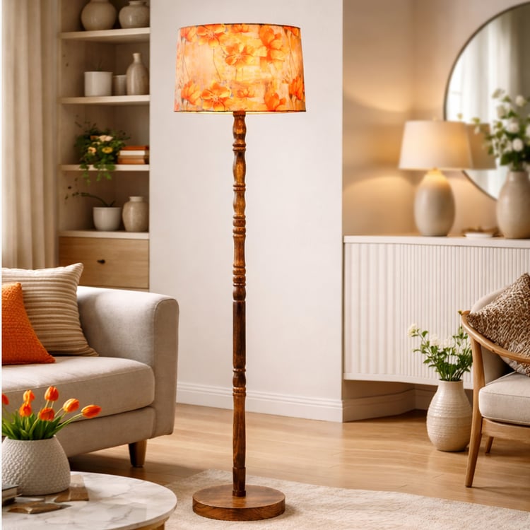 HOMESAKE Rekh Solid Wood Floor Lamp