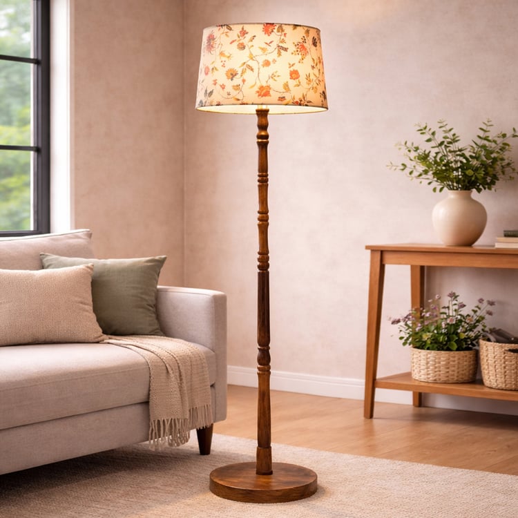 HOMESAKE Rekh Solid Wood Floor Lamp