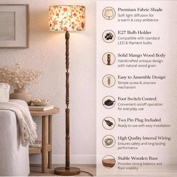 HOMESAKE Rekh Solid Wood Floor Lamp