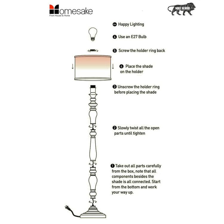 HOMESAKE Rekh Solid Wood Floor Lamp