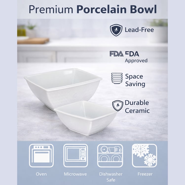 HOMESAKE Set of 2 Porcelain Serving Bowls