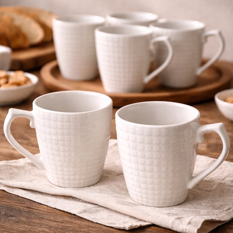HOMESAKE Set of 6 Porcelain Coffee Mugs - 355ml