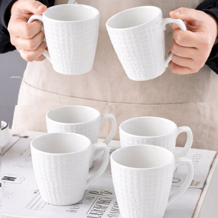 HOMESAKE Set of 6 Porcelain Coffee Mugs - 355ml
