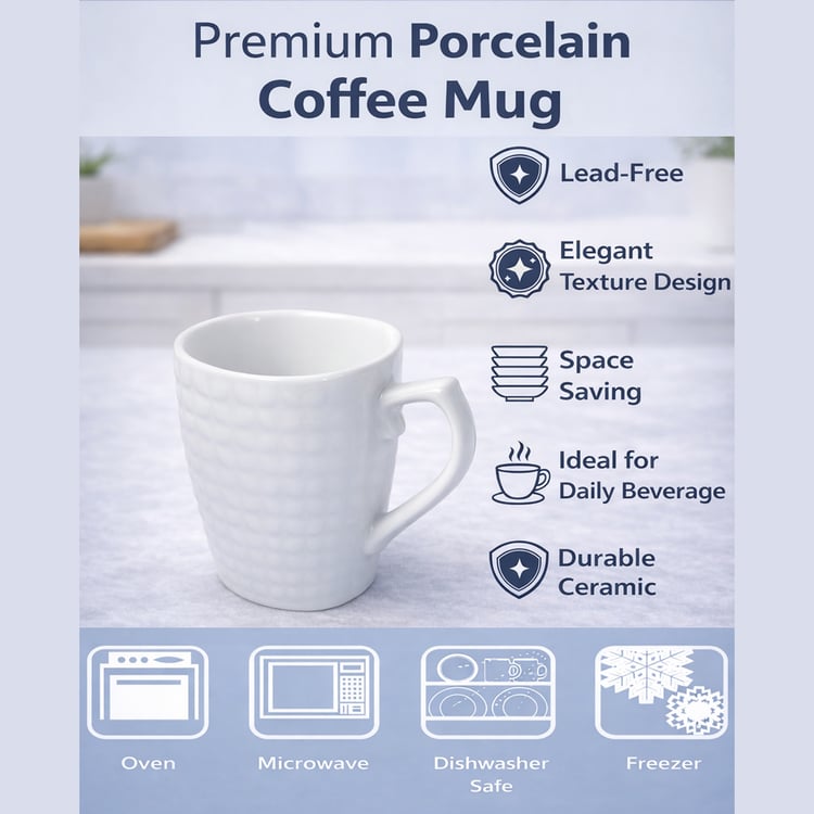 HOMESAKE Set of 6 Porcelain Coffee Mugs - 355ml