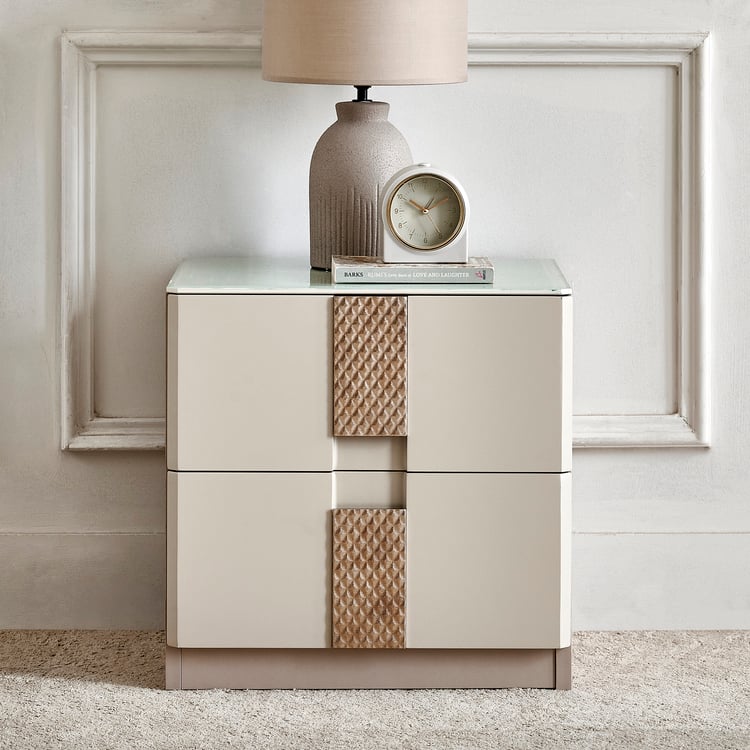 Stellar Elite NXT Bedside Table with Drawers - Greige