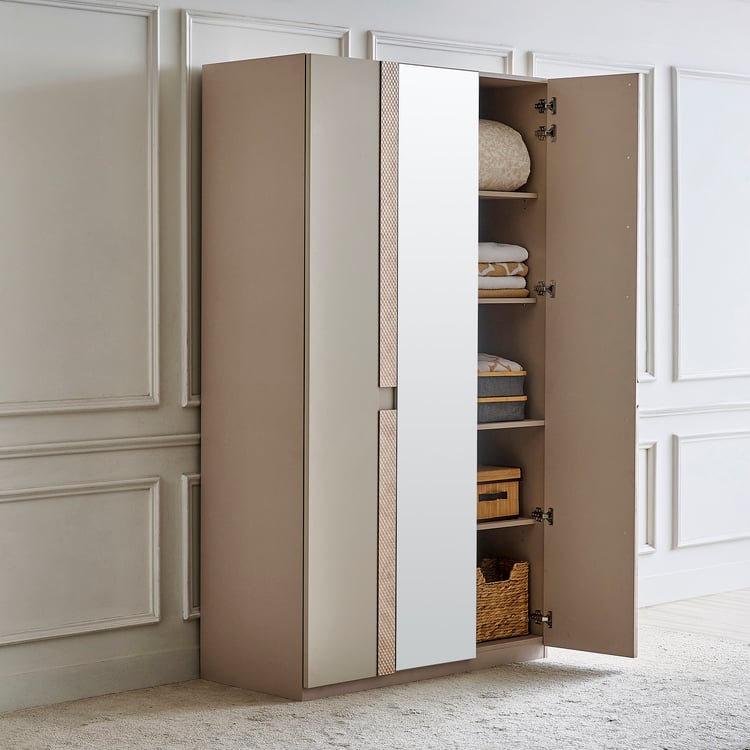 Stellar Elite NXT 3-Door Wardrobe with Mirror - Greige