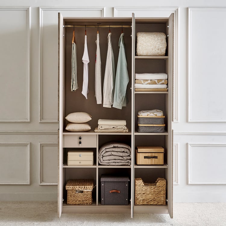 Stellar Elite NXT 3-Door Wardrobe with Mirror - Greige