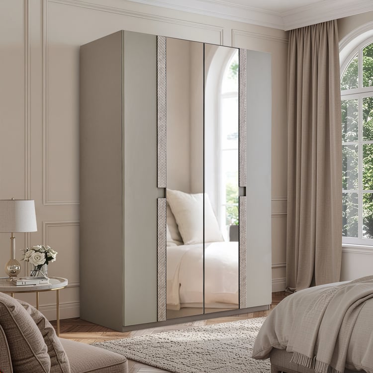 Stellar Elite NXT 4-Door Wardrobe with Mirrors - Greige