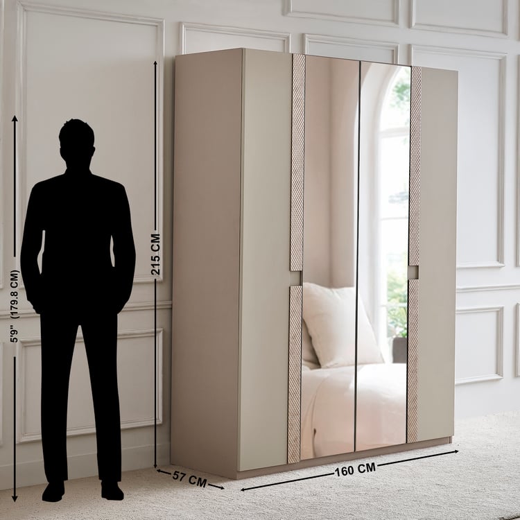 Stellar Elite NXT 4-Door Wardrobe with Mirrors - Greige