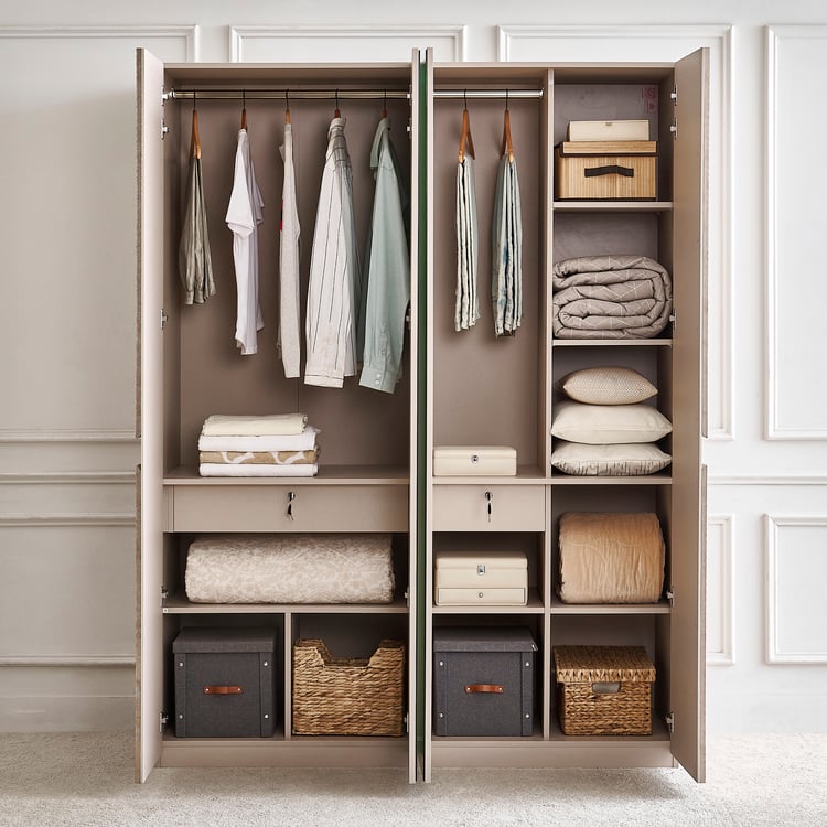 Stellar Elite NXT 4-Door Wardrobe with Mirrors - Greige