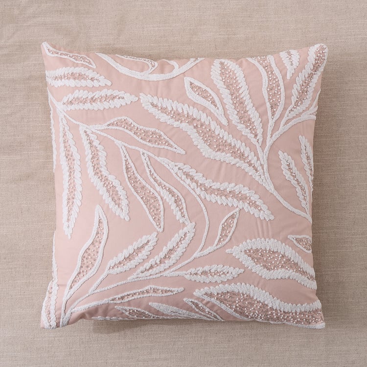 Reverie Lira Velvet Finish Beaded Cushion Cover - 45x45cm