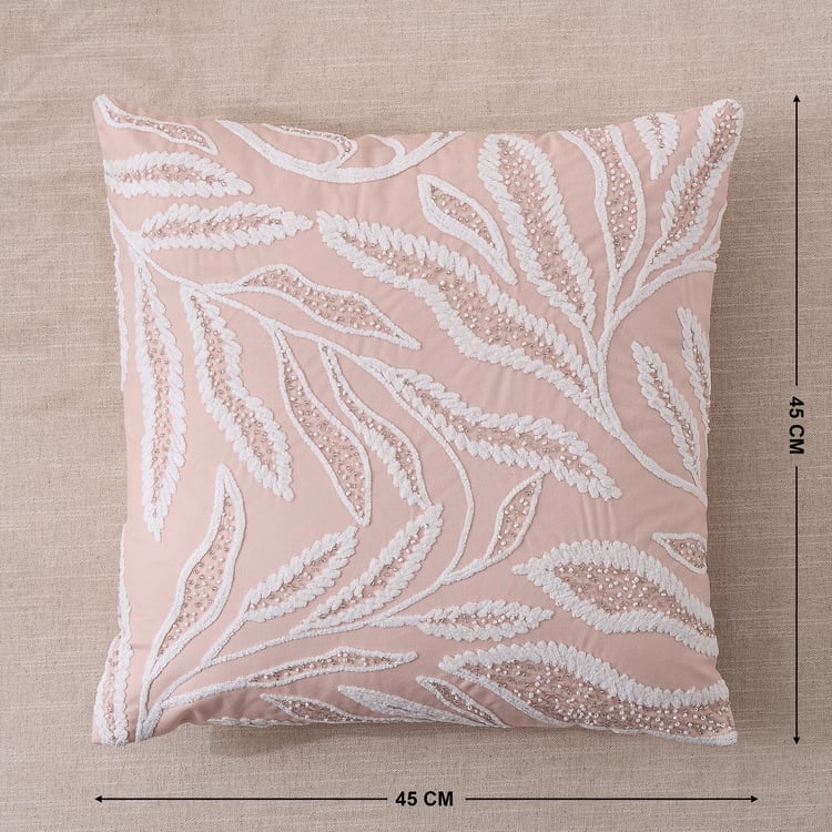 Reverie Lira Velvet Finish Beaded Cushion Cover - 45x45cm