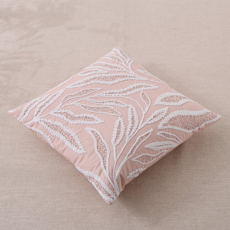 Reverie Lira Velvet Finish Beaded Cushion Cover - 45x45cm