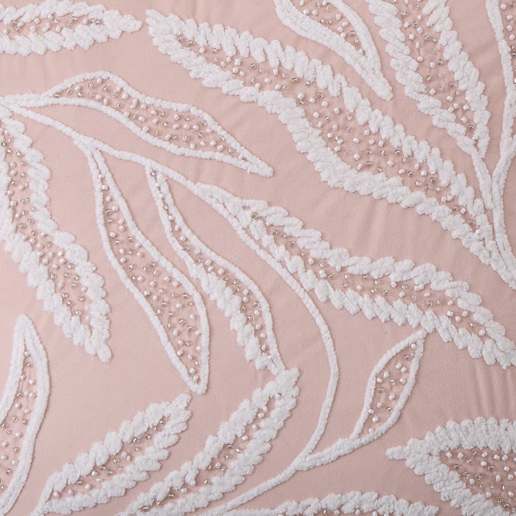 Reverie Lira Velvet Finish Beaded Cushion Cover - 45x45cm