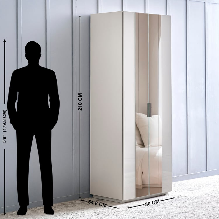 Cashmere 2-Door Wardrobe with Mirrors - Grey