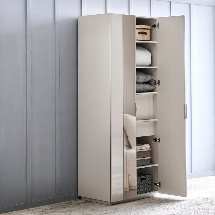 Cashmere 2-Door Wardrobe with Mirrors - Grey
