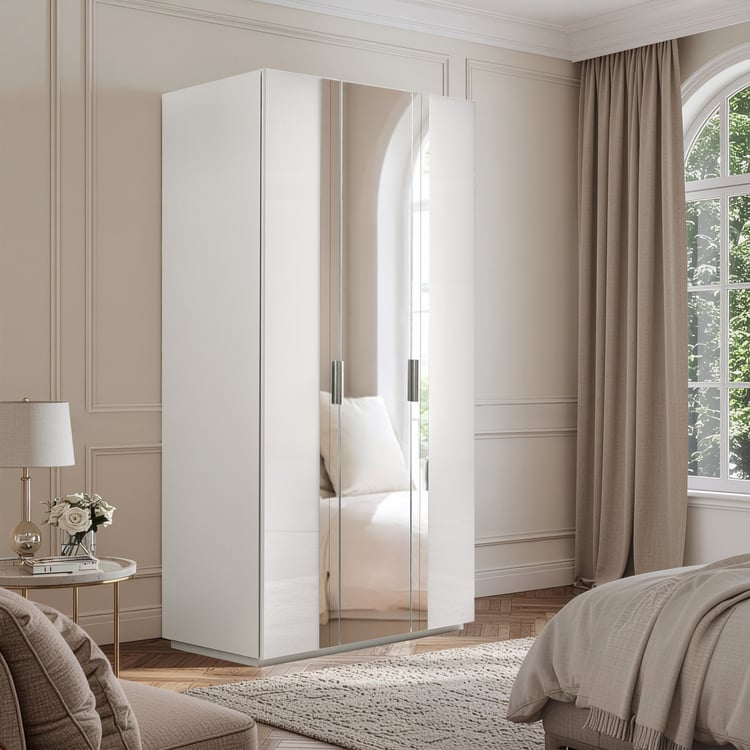 Cashmere 3-Door Wardrobe with Mirrors - Grey