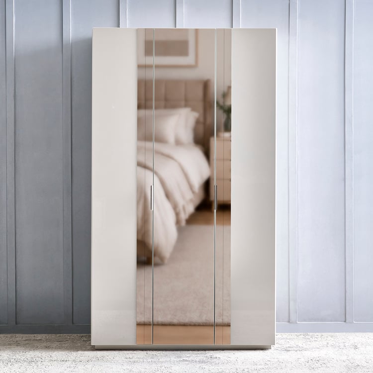 Cashmere 3-Door Wardrobe with Mirrors - Grey