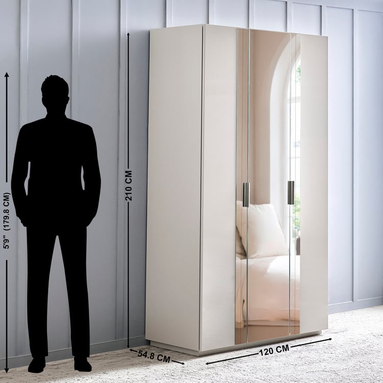 Cashmere 3-Door Wardrobe with Mirrors - Grey