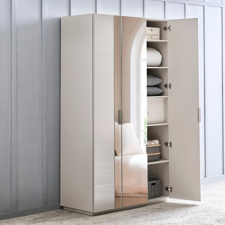 Cashmere 3-Door Wardrobe with Mirrors - Grey