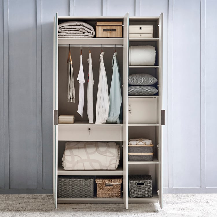 Cashmere 3-Door Wardrobe with Mirrors - Grey