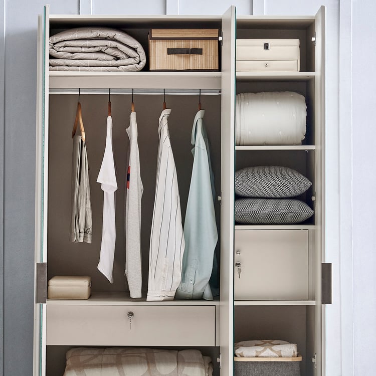 Cashmere 3-Door Wardrobe with Mirrors - Grey