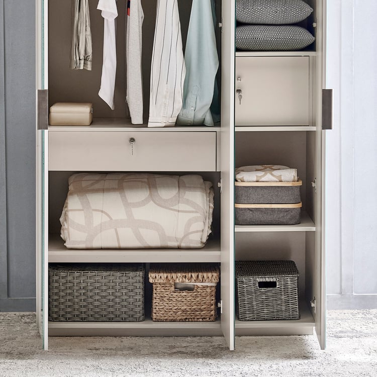 Cashmere 3-Door Wardrobe with Mirrors - Grey