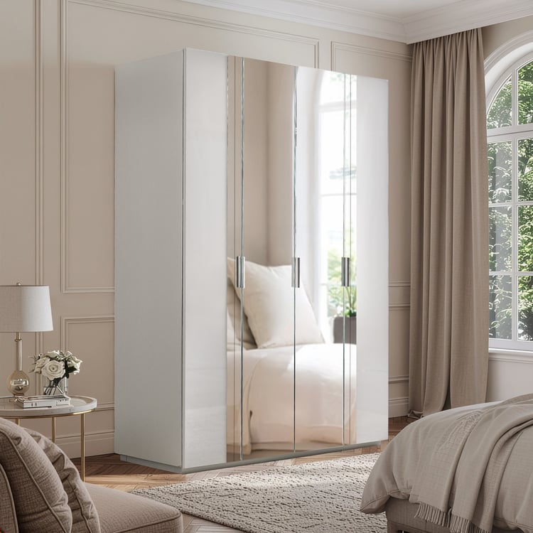 Cashmere 4-Door Wardrobe with Mirrors - Grey