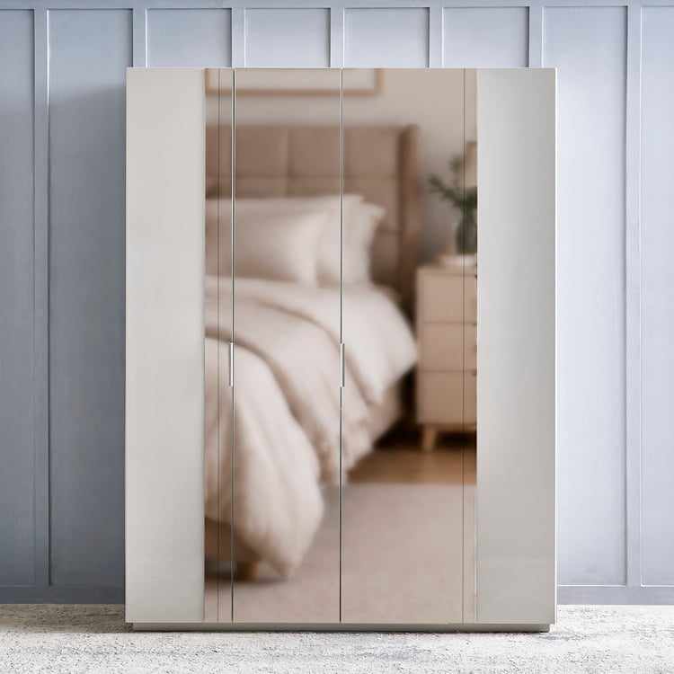 Cashmere 4-Door Wardrobe with Mirrors - Grey