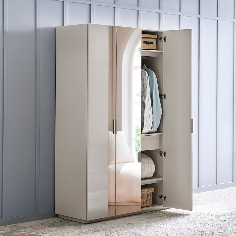 Cashmere 4-Door Wardrobe with Mirrors - Grey