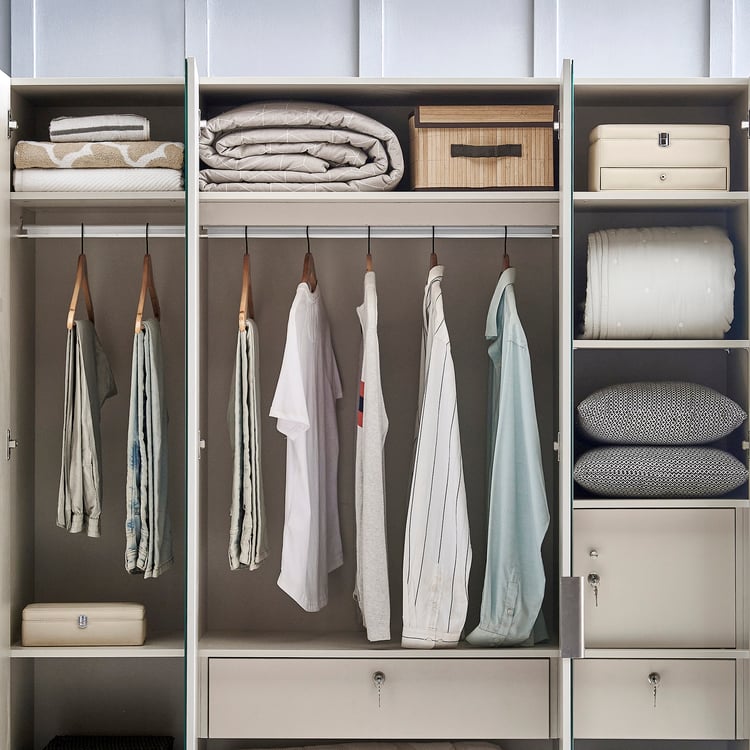 Cashmere 4-Door Wardrobe with Mirrors - Grey