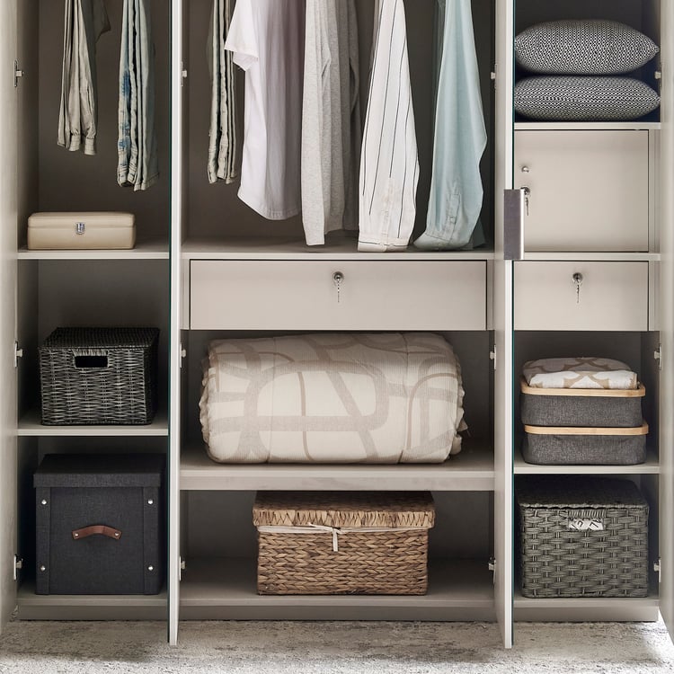 Cashmere 4-Door Wardrobe with Mirrors - Grey
