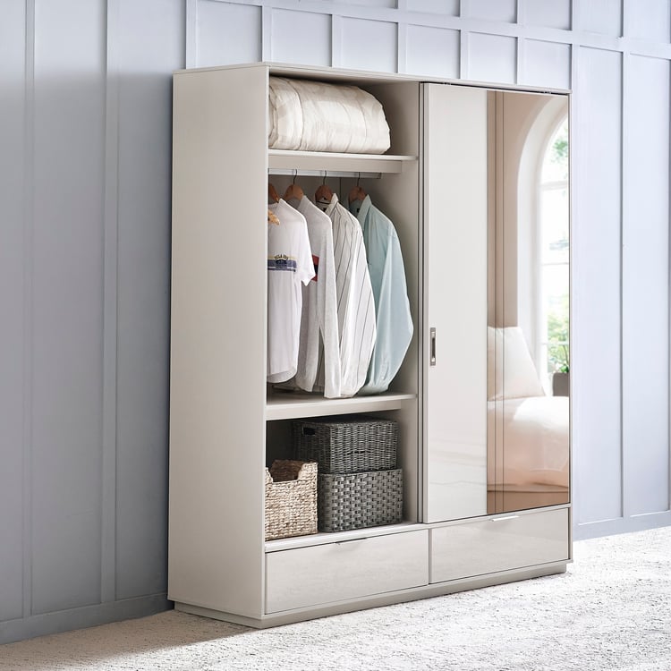 Cashmere 2-Door Sliding Wardrobe with Mirrors - Grey