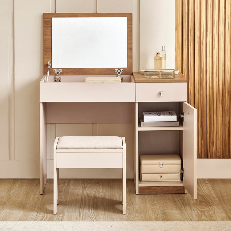 Nesta Dresser Mirror with Stool - Walnut