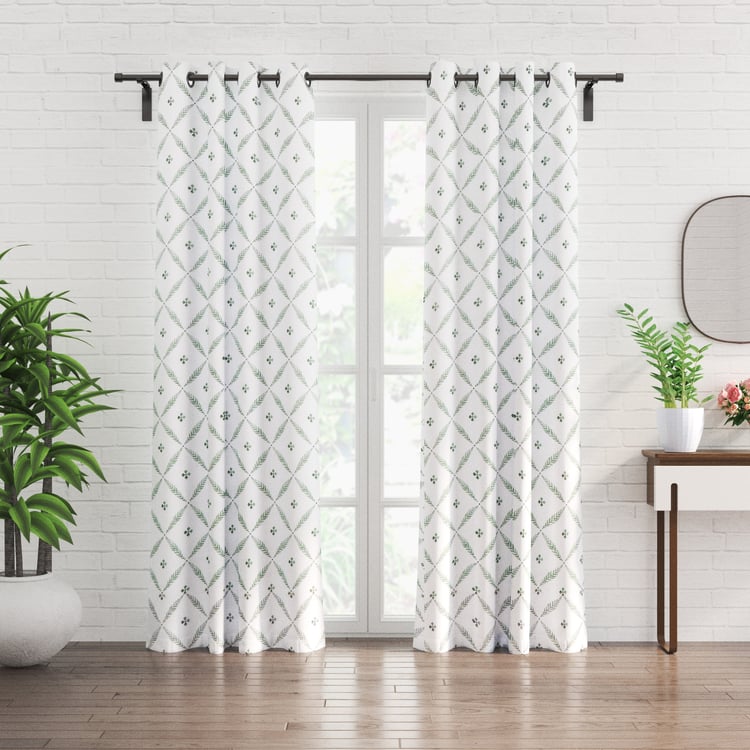 Amaira Vanya Set of 2 Printed Sheer Door Curtains - 7.3ft (225cm)
