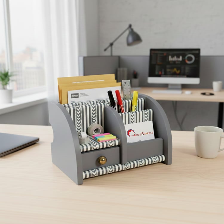 HOME SPARKLE Wooden Desk Organiser