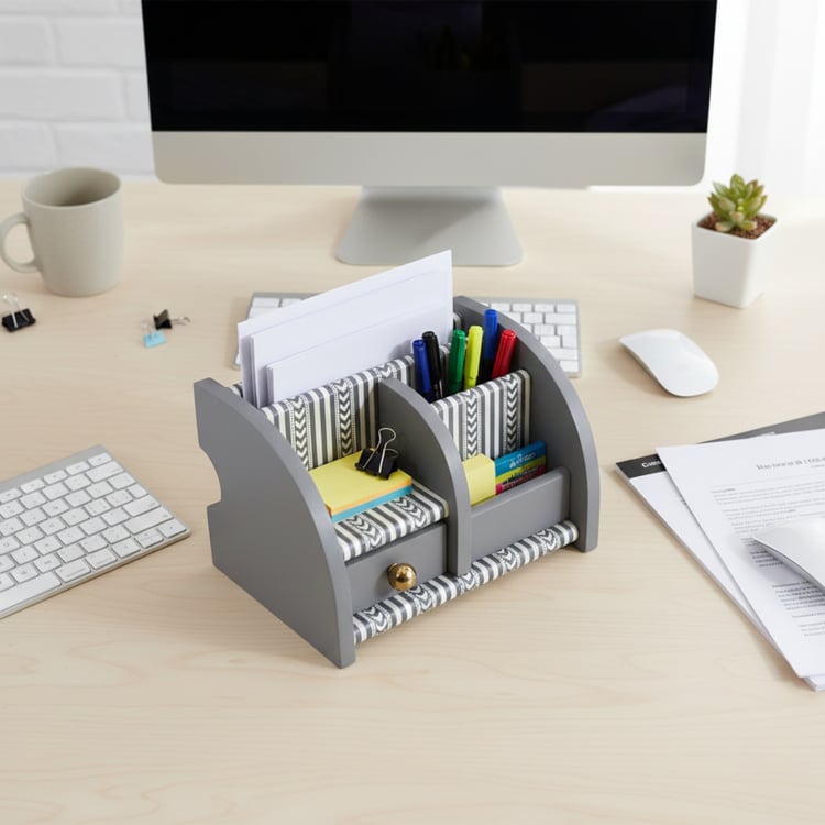 HOME SPARKLE Wooden Desk Organiser
