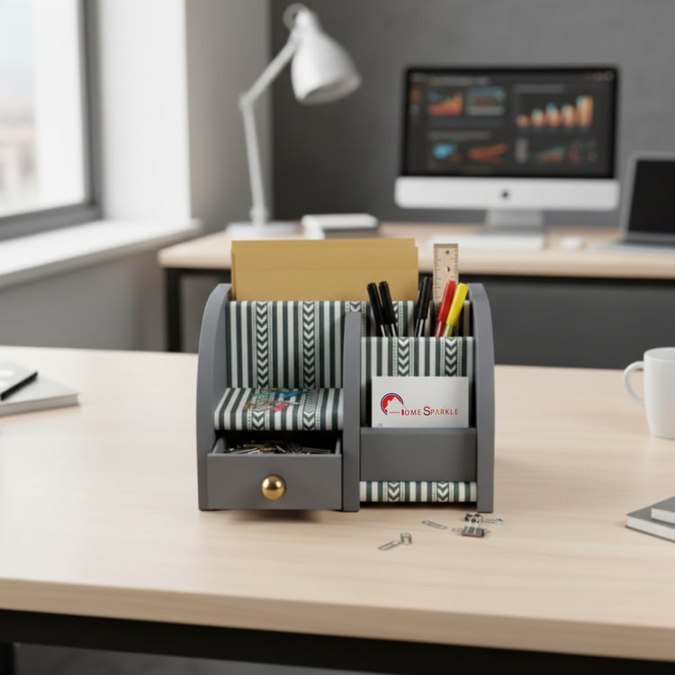 HOME SPARKLE Wooden Desk Organiser