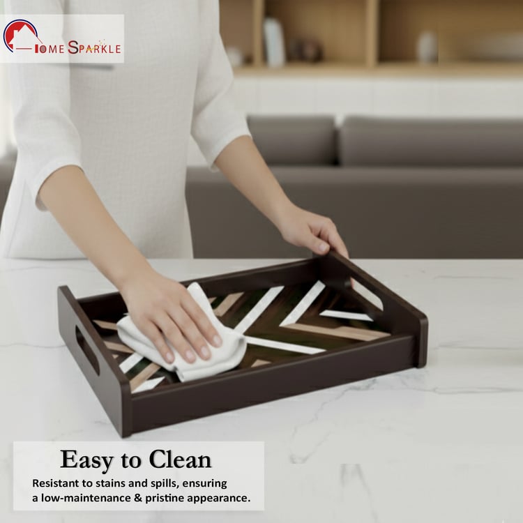 HOME SPARKLE Wooden Serving Tray with 4 Coasters