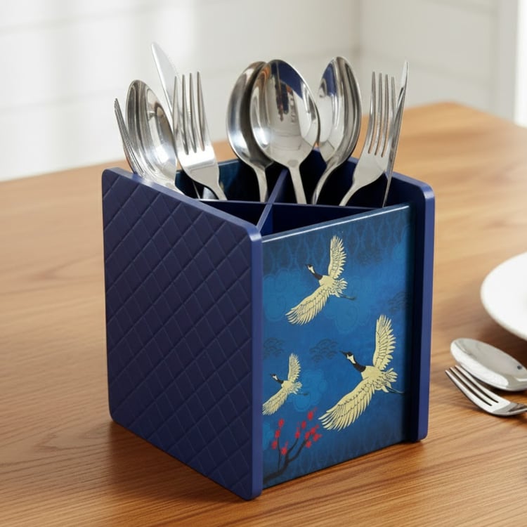 HOME SPARKLE Wooden Printed Cutlery Holder