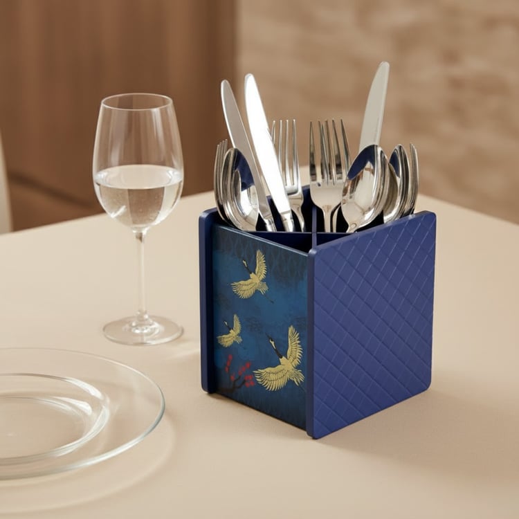 HOME SPARKLE Wooden Printed Cutlery Holder