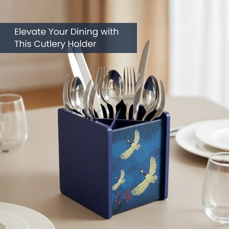 HOME SPARKLE Wooden Printed Cutlery Holder