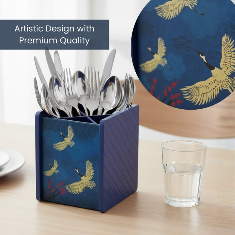HOME SPARKLE Wooden Printed Cutlery Holder