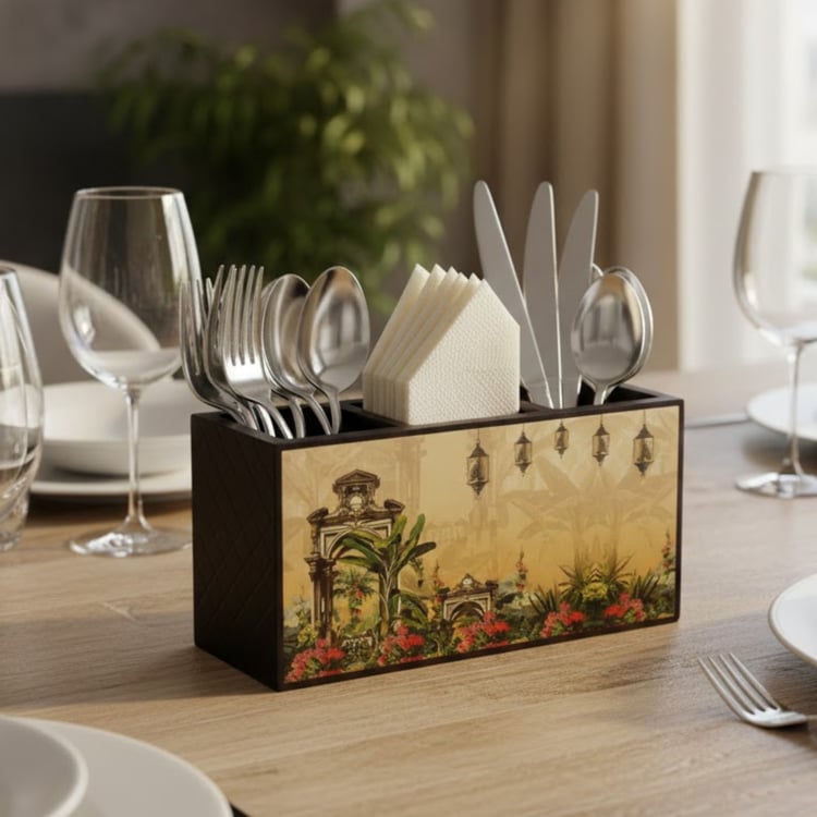 HOME SPARKLE Wooden Cutlery Holder