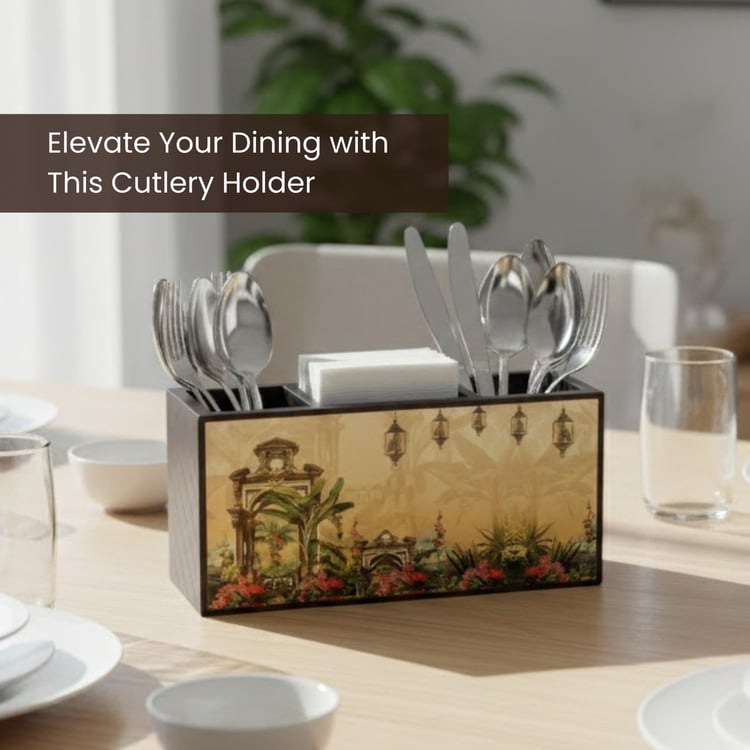 HOME SPARKLE Wooden Cutlery Holder